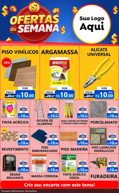 Modelo de Encarte para Encarte Grande com o tema Ofertas Da Semana para Material para Construção