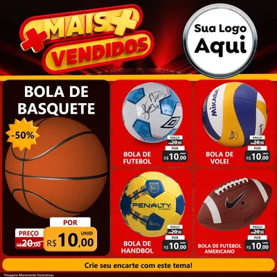 Modelo de Rede Social para Feed Facebook com o tema Mais Vendidos para Artigos Esportivos