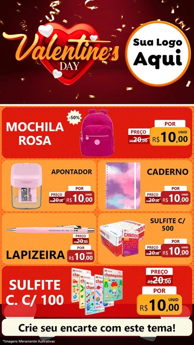 Modelo de TV para TV Vertical com o tema Valentine's Day para Papelaria