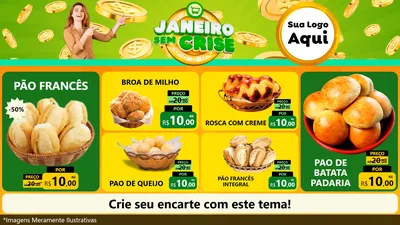 Modelo de TV para TV Horizontal com o tema Janeiro Sem Crise para Padaria
