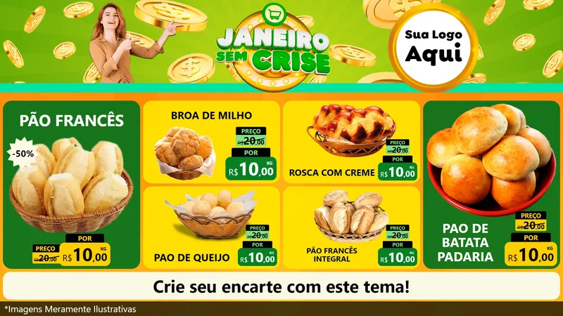 Modelo de TV para TV Horizontal com o tema Janeiro Sem Crise para Padaria