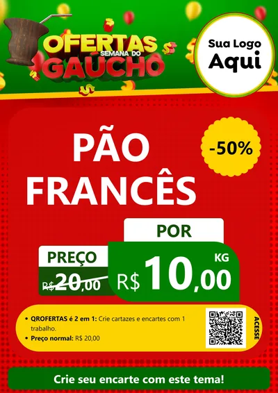 Modelo de Cartaz para Cartaz A4 Vertical com o tema Ofertas Semana Do Gaúcho para Padaria