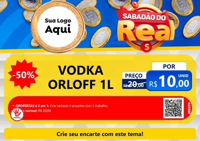Modelo de Cartaz para Cartaz A4 Horizontal com o tema Sabadão do Real para Distribuidora de bebidas