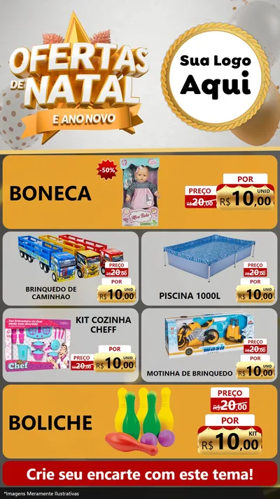 Modelo de TV para TV Vertical com o tema Ofertas De Natal E Ano Novo para Brinquedos