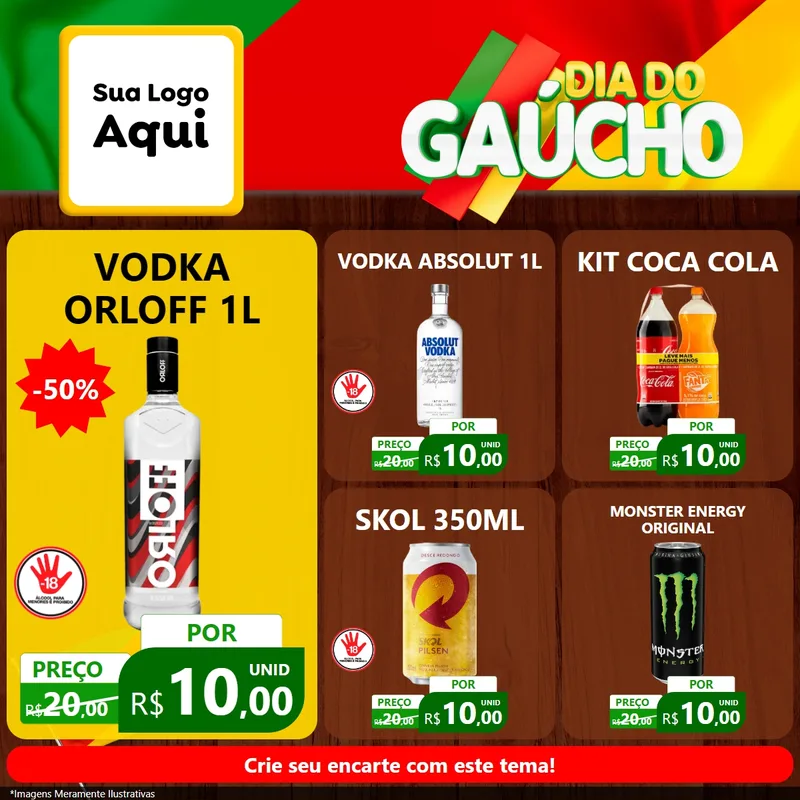 Modelo de Rede Social para Feed Facebook com o tema Dia do Gaúcho para Distribuidora de bebidas