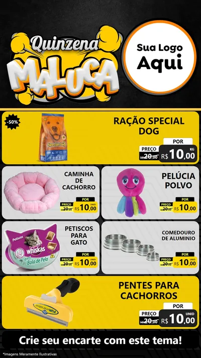 Modelo de TV para TV Vertical com o tema Quinzena Maluca para Pet Shop