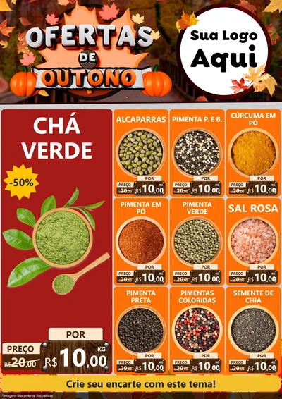 Modelo de Encarte para Encarte A4 Vertical com o tema Ofertas de Outono para Produtos Naturais