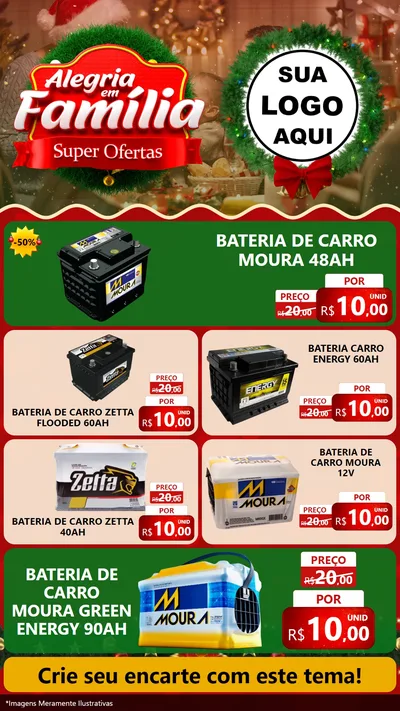 Modelo de TV para TV Vertical com o tema Alegria Em Família - Super Ofertas para Baterias Elétricas