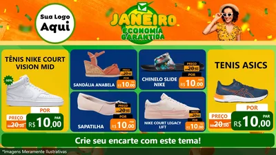 Modelo de TV para TV Horizontal com o tema Janeiro - Economia Garantida para Calçados