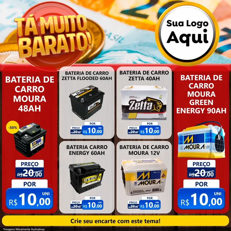 Modelo de Rede Social para Feed Facebook com o tema Está Muito Barato para Baterias Elétricas