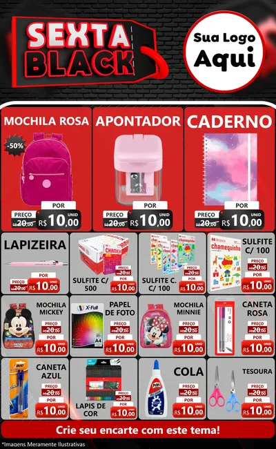 Modelo de Encarte para Encarte Grande com o tema Sexta Black para Papelaria