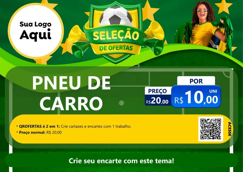 Modelo de Cartaz para Cartaz A4 Horizontal com o tema Seleção de Ofertas - Copa para Auto peças