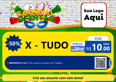Modelo de Cartaz para Cartaz A4 Horizontal com o tema Carnaval de Ofertas para Hamburgueria
