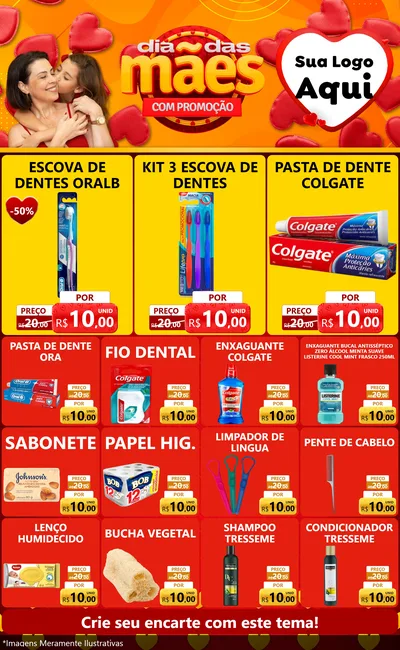 Modelo de Encarte para Encarte Grande com o tema Dia das Mães com Promoção para Higiene Pessoal