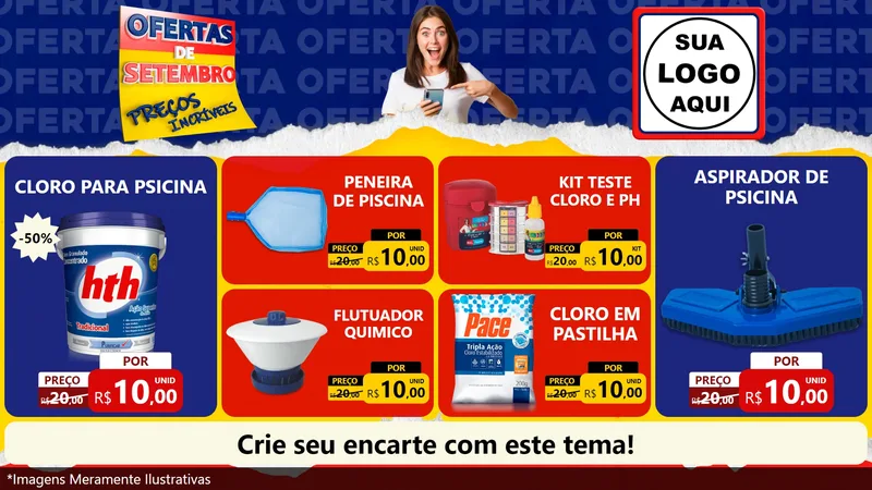 Modelo de TV para TV Horizontal com o tema Ofertas de Setembro - Preços Incríveis para Produtos para Piscina