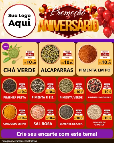 Modelo de Rede Social para Feed Instagram com o tema Promoção de Aniversário para Produtos Naturais