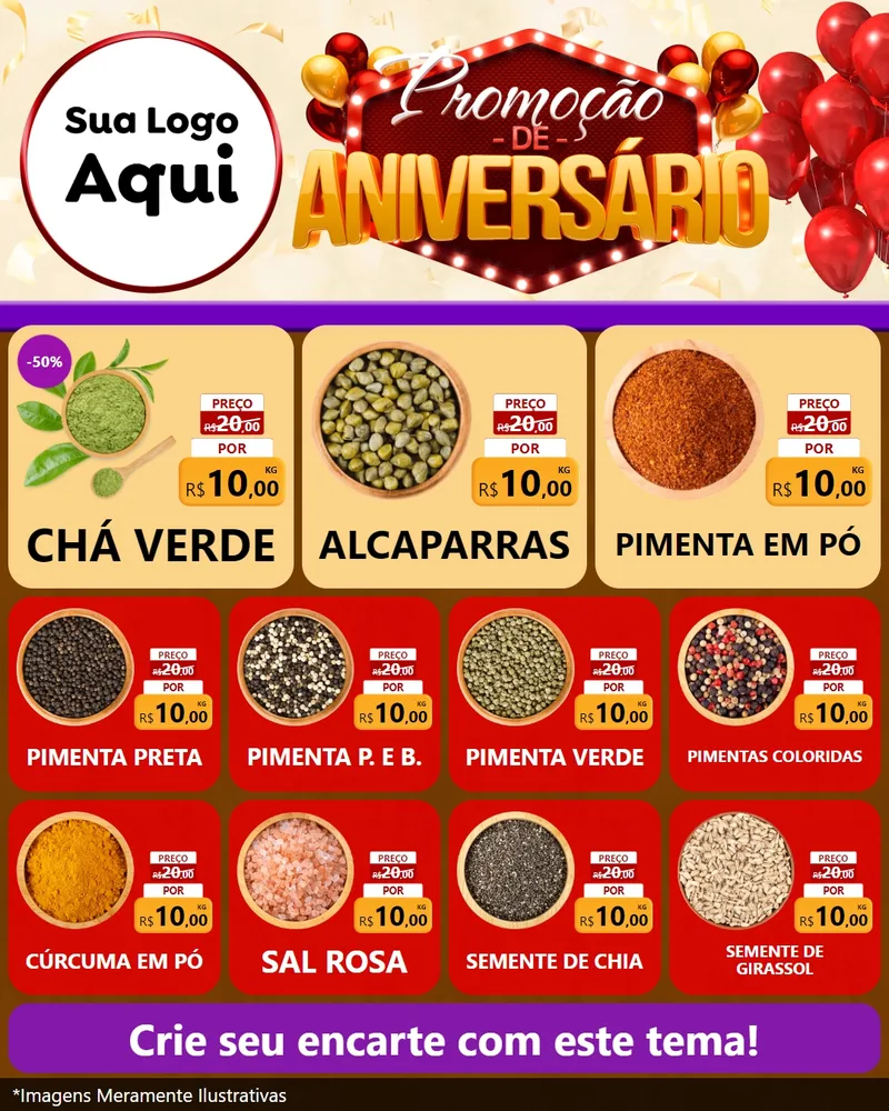Modelo de Rede Social para Feed Instagram com o tema Promoção de Aniversário para Produtos Naturais