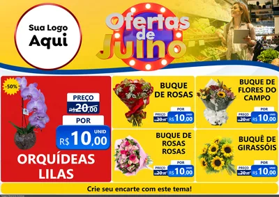 Modelo de Encarte para Encarte A4 Horizontal com o tema Ofertas de Julho para Floricultura e jardim