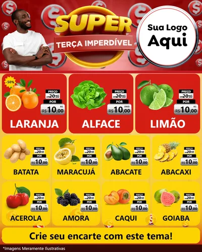 Modelo de Rede Social para Feed Instagram com o tema Super Terça Imperdível para Hortifrúti