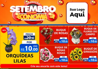 Modelo de Encarte para Encarte A4 Horizontal com o tema Operação Setembro Com Muita Economia para Floricultura e jardim