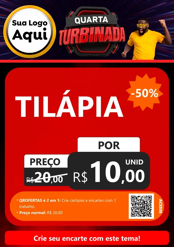 Modelo de Cartaz para Cartaz A4 Vertical com o tema Quarta Turbinada para Peixaria