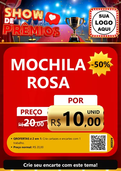Modelo de Cartaz para Cartaz A4 Vertical com o tema Show de Prêmios para Papelaria