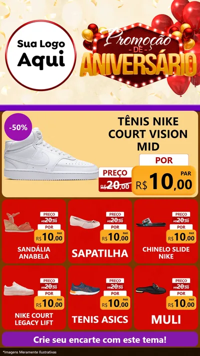 Modelo de Rede Social para Stories com o tema Promoção de Aniversário para Calçados