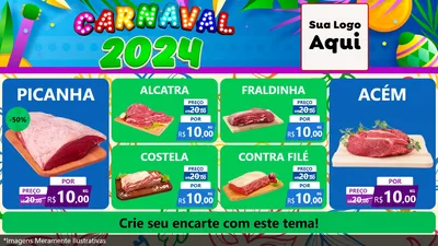 Modelo de TV para TV Horizontal com o tema Carnaval 2027 para Açougue