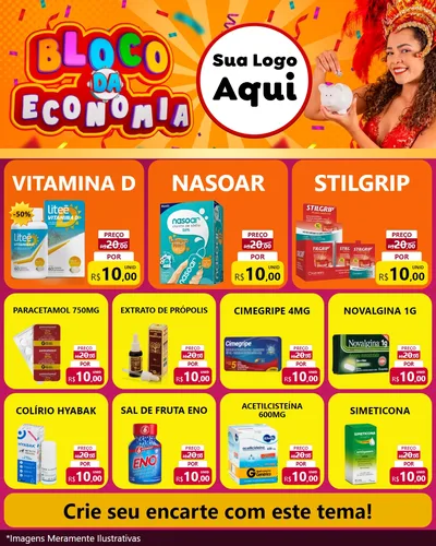 Modelo de Rede Social para Feed Instagram com o tema Bloco da Economia para Farmácia