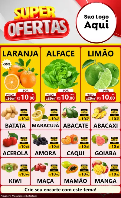 Modelo de Encarte para Encarte Grande com o tema Super Ofertas para Hortifrúti