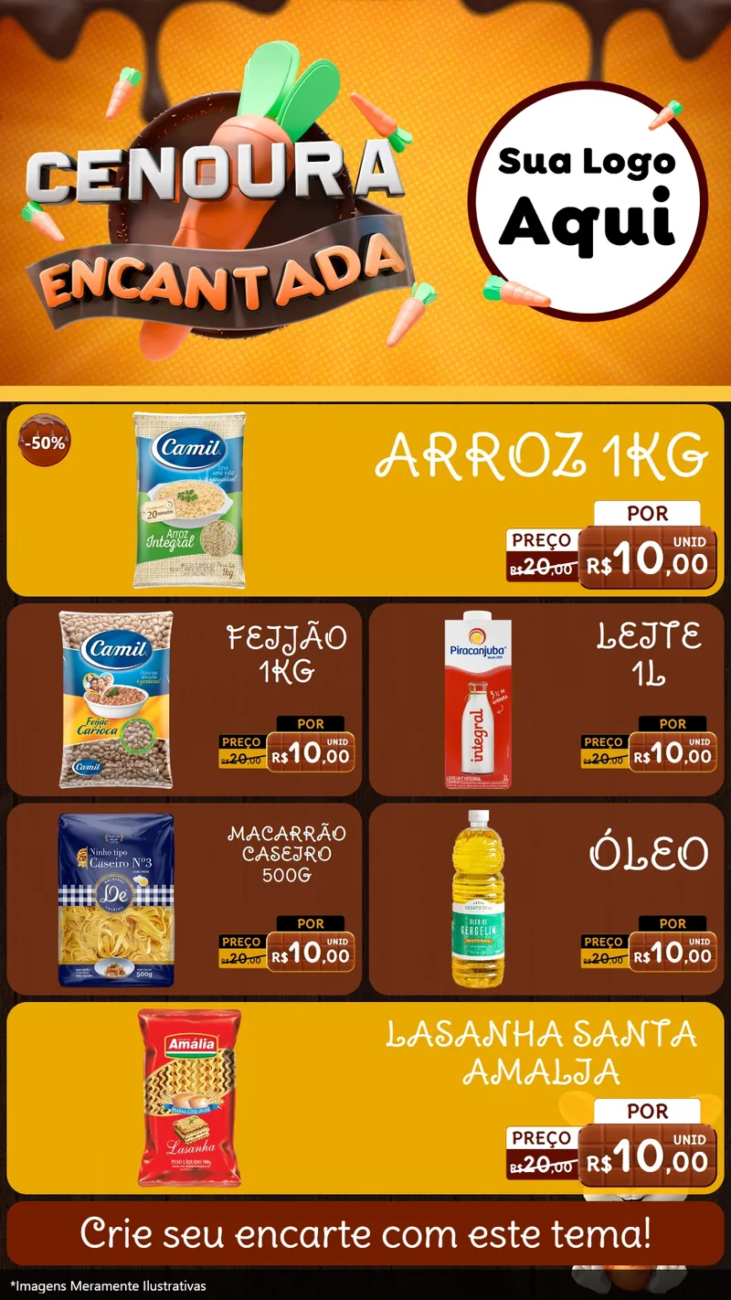 Modelo de TV para TV Vertical com o tema Cenoura Encantada - Páscoa para Supermercado