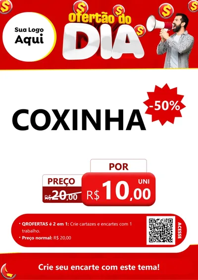 Modelo de Cartaz para Cartaz A4 Vertical com o tema Ofertão do dia para Salgadaria