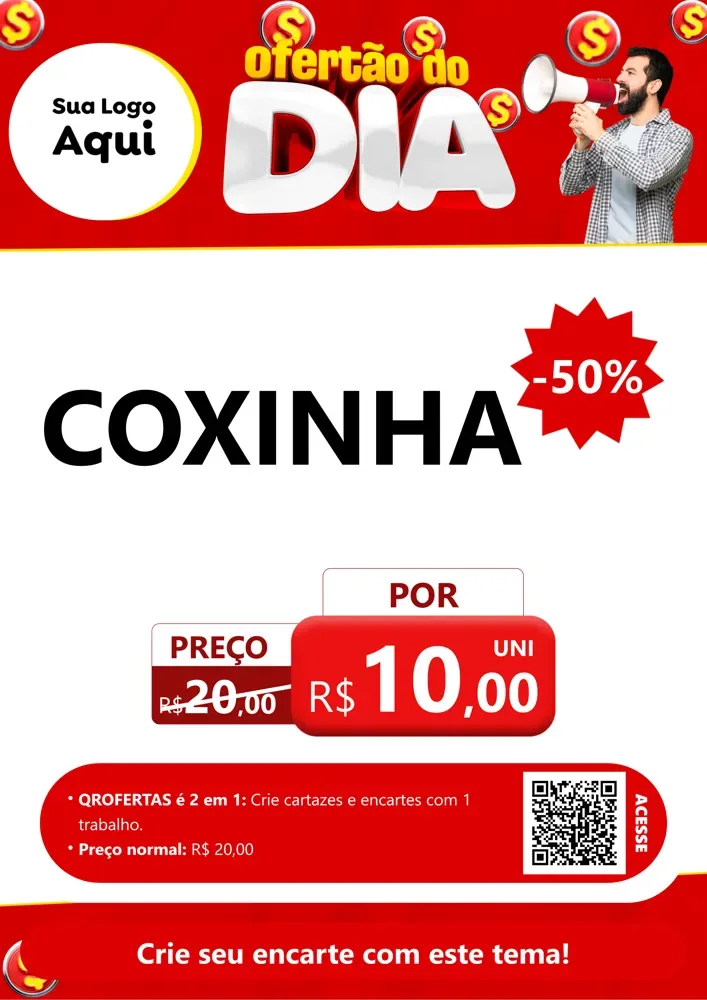 Modelo de Cartaz para Cartaz A4 Vertical com o tema Ofertão do dia para Salgadaria