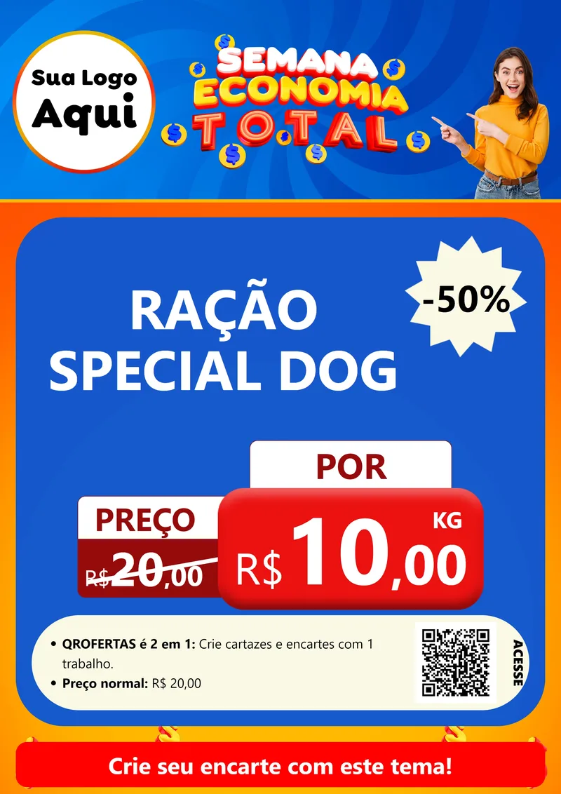 Modelo de Cartaz para Cartaz A4 Vertical com o tema Semana Economia Total para Pet Shop