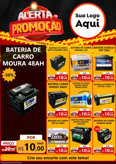 Modelo de Encarte para Encarte A4 Vertical com o tema Alerta de Promoção para Baterias Elétricas