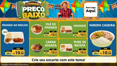 Modelo de TV para TV Horizontal com o tema Arraiá de Preço Baixo - Junina para Restaurante