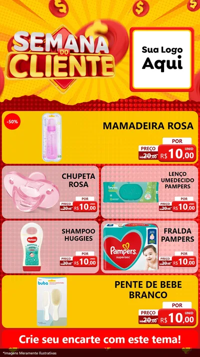 Modelo de TV para TV Vertical com o tema Semana do Cliente para Bebês