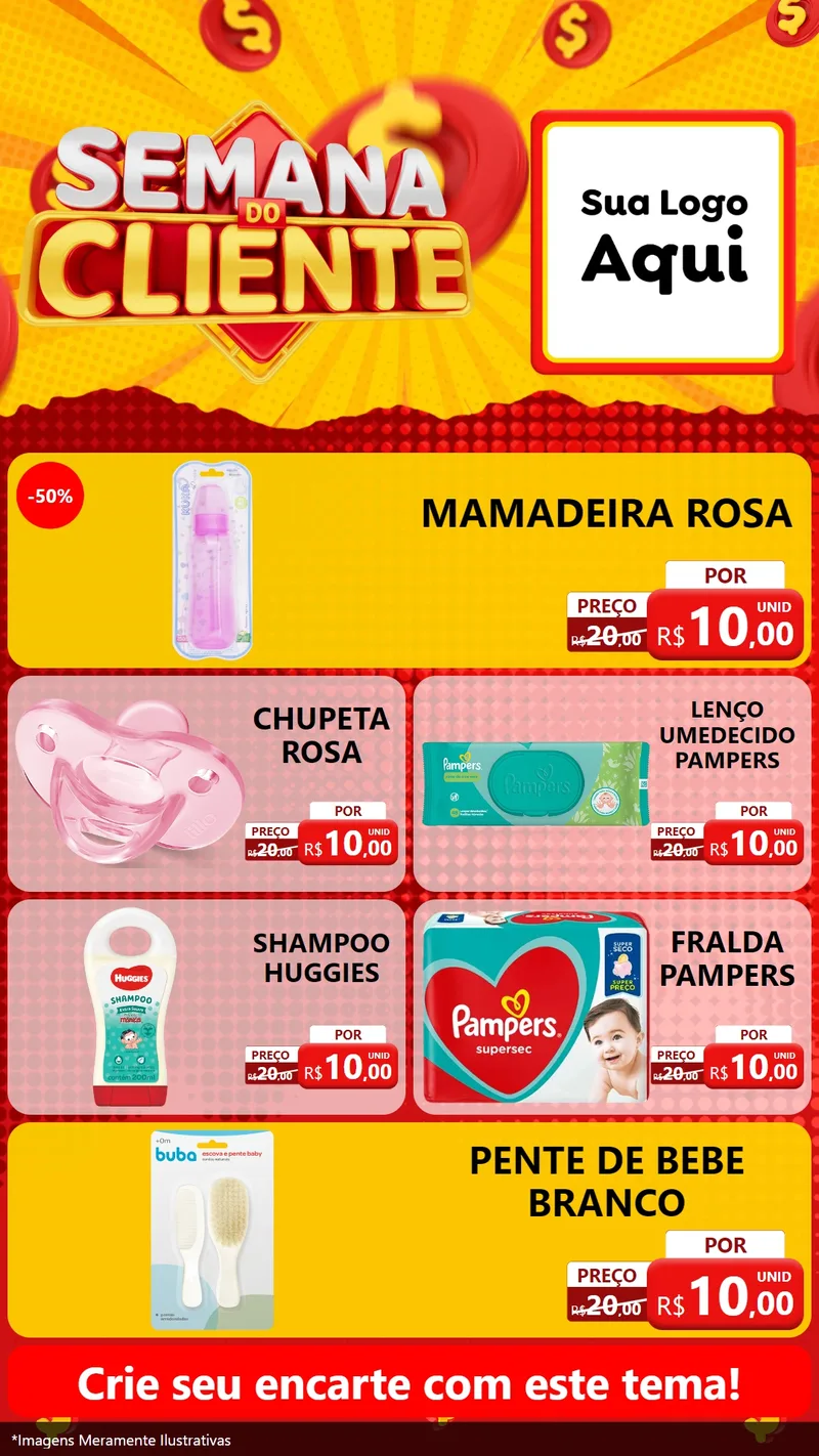 Modelo de TV para TV Vertical com o tema Semana do Cliente para Bebês