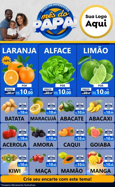 Modelo de Encarte para Encarte Grande com o tema Ofertas Imperdíveis Mês Do Papai para Hortifrúti