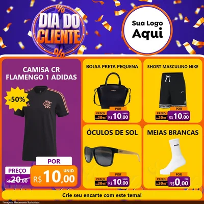 Modelo de Rede Social para Feed Facebook com o tema Dia do Cliente para Roupas e acessórios