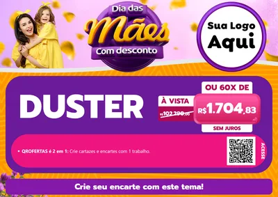 Modelo de Cartaz para Cartaz A4 Horizontal com o tema Dia das Mães com Desconto para Concessionaria de Carros