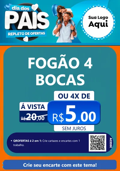 Modelo de Cartaz para Cartaz A4 Vertical com o tema Dia Dos Pais Repleto de Ofertas para Móveis e Eletro