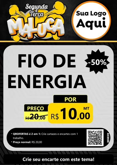 Modelo de Cartaz para Cartaz A4 Vertical com o tema Segunda e Terça Maluca para Materiais Elétricos