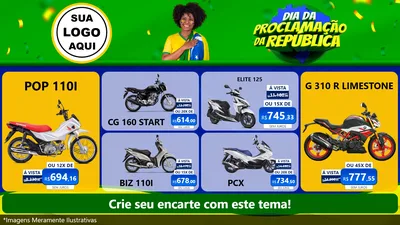 Modelo de TV para TV Horizontal com o tema Dia Da Proclamação Da República para Concessionaria de Motos