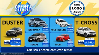 Modelo de TV para TV Horizontal com o tema Oferta Relâmpago para Concessionaria de Carros