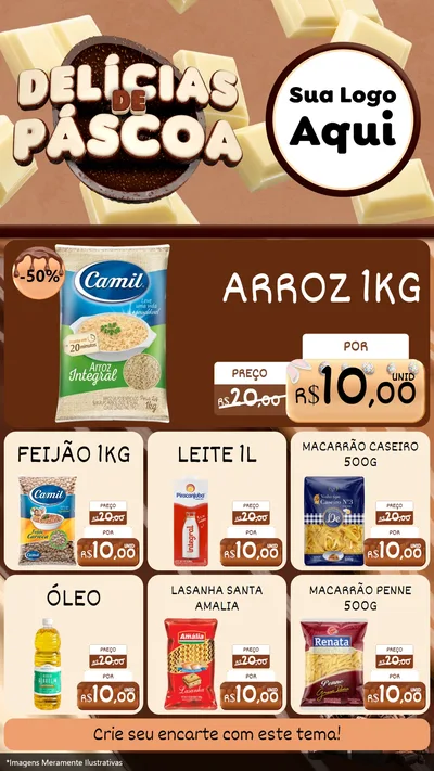 Modelo de Rede Social para Stories com o tema Delícias de Páscoa para Supermercado