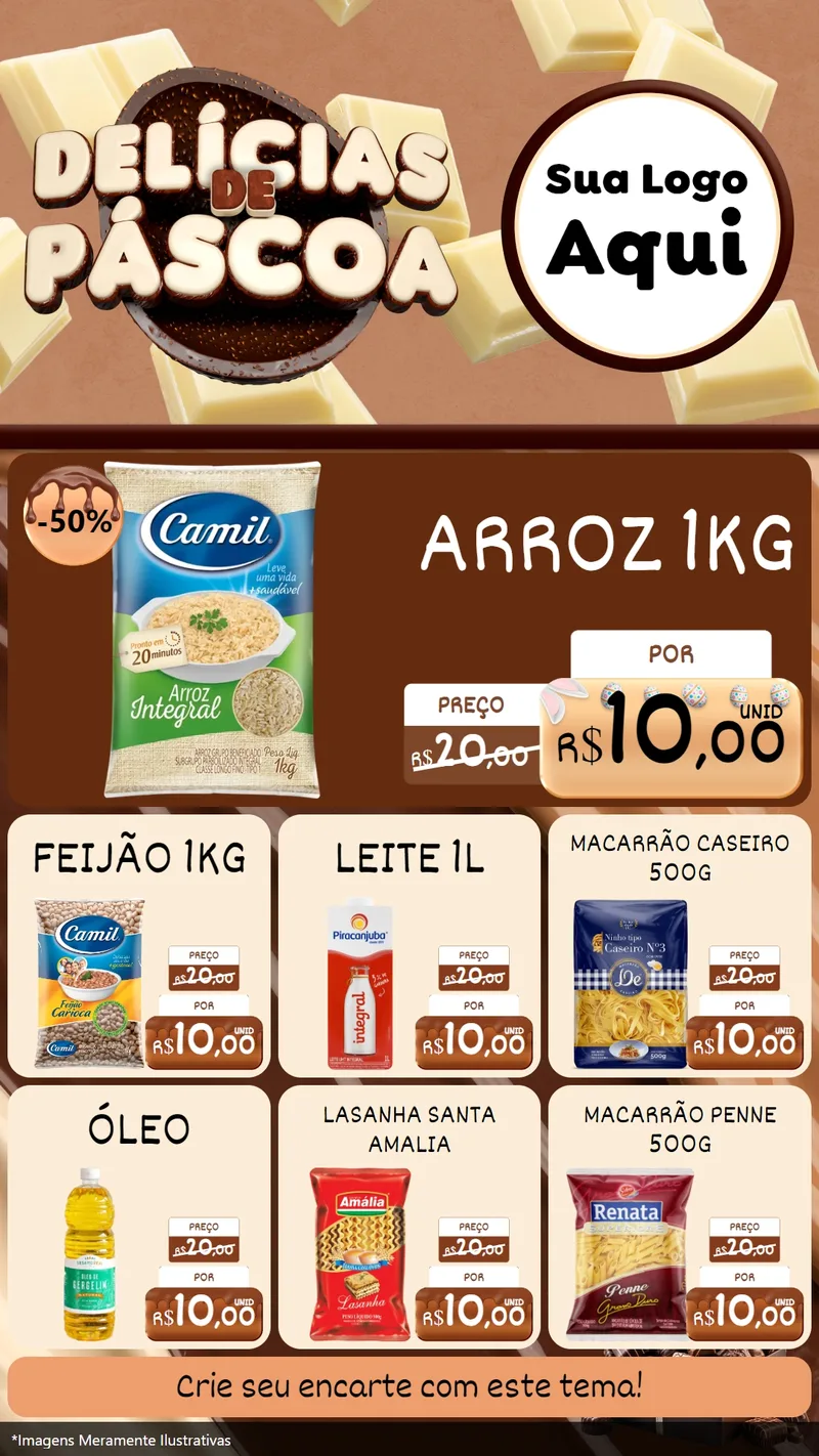 Modelo de Rede Social para Stories com o tema Delícias de Páscoa para Supermercado