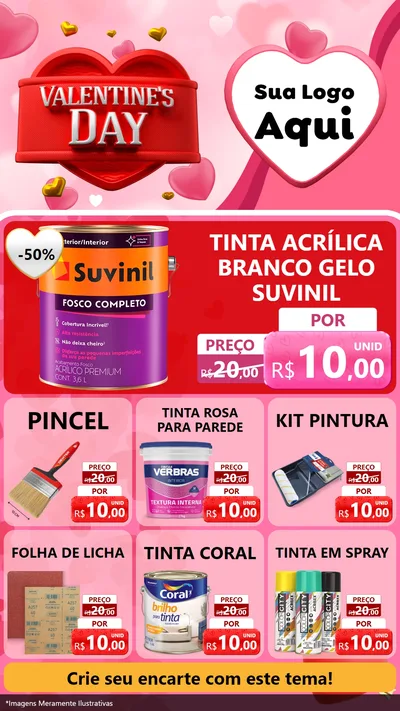 Modelo de Rede Social para Stories com o tema Valentine's Day para Tintas e Ferramentas