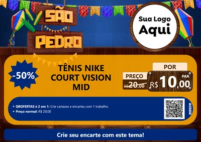 Modelo de Cartaz para Cartaz A4 Horizontal com o tema São Pedro para Calçados