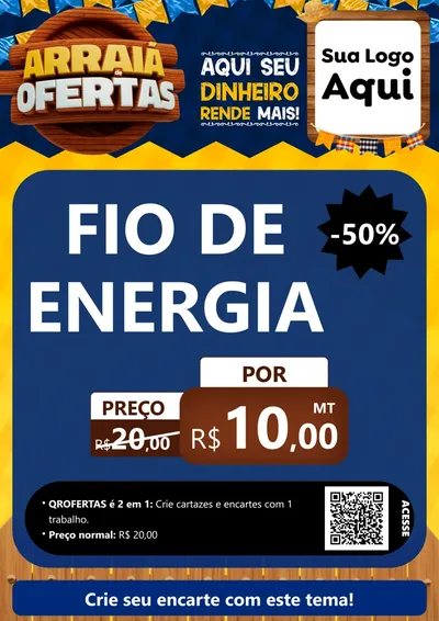 Modelo de Cartaz para Cartaz A4 Vertical com o tema Arraiá de Ofertas - Junina para Materiais Elétricos